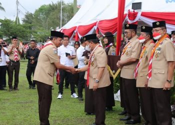 Al Haris pada Apel Besar Peringatan Hari Pramuka ke-61 Tingkat Provinsi Jambi tahun 2022 (Dok Agus )
